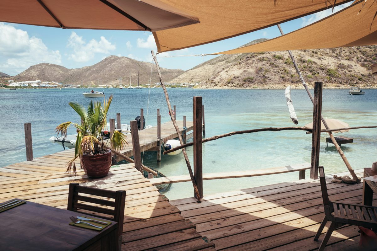 Wooden terrace on the water