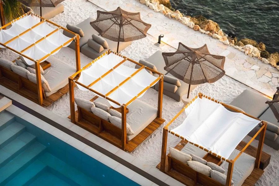 Cabanas at The Lemon Beach on the water